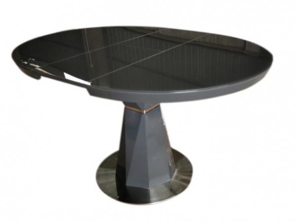 Стол обеденный Раунд Т7067 1000/1300х1000х760 мм темно-серый глянец 