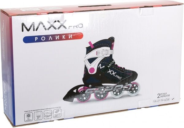 Роликовые коньки MaxxPro YX-0119-6ZW р. 39 черно-розово-белый