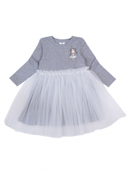 Платье Luna Kids с фатином р.110 серый меланж 