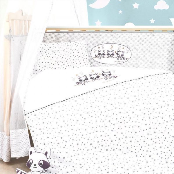 Комплект постельного белья IDEIA Кроха Енот 100х135 см белый с серым 8000012929 