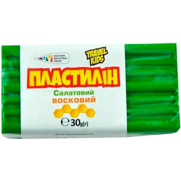 Пластилин восковой салатовый TRAVEL KIDS 30 г Western Industrial Group