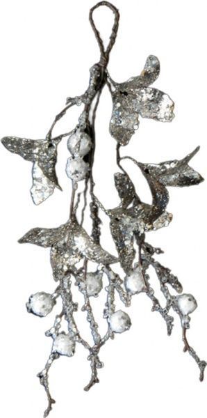 Декорація новорічна Гілка-підвіска з квітами і сніжками 27 см EPI-SA5751H7 