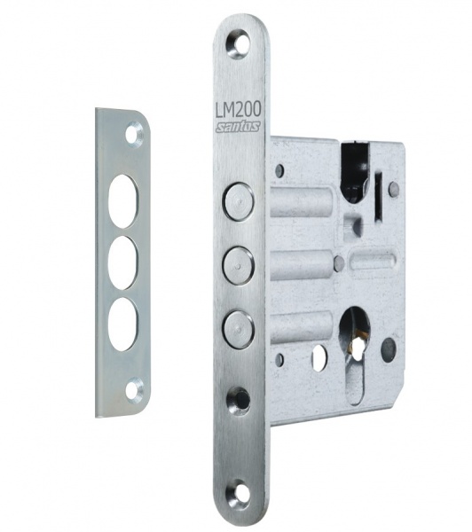 Замок врізний додатковий SANTOS 1-WAY DIN LM200 ZN UNIV BS50 мм матовий хром