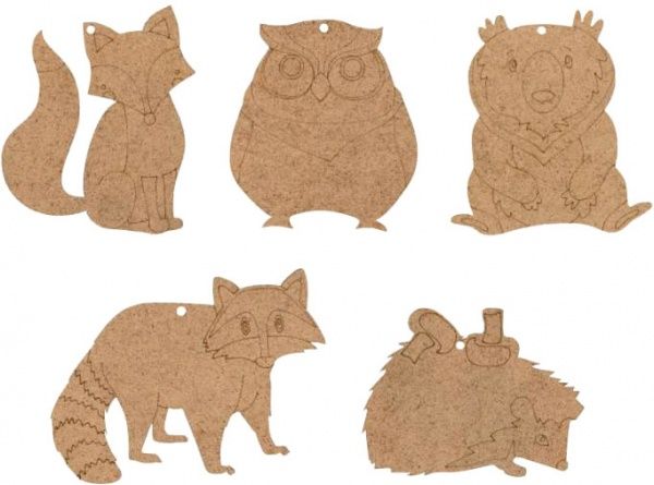Набор заготовок для декорирования Лесные звери 5 шт Rosa Talent 