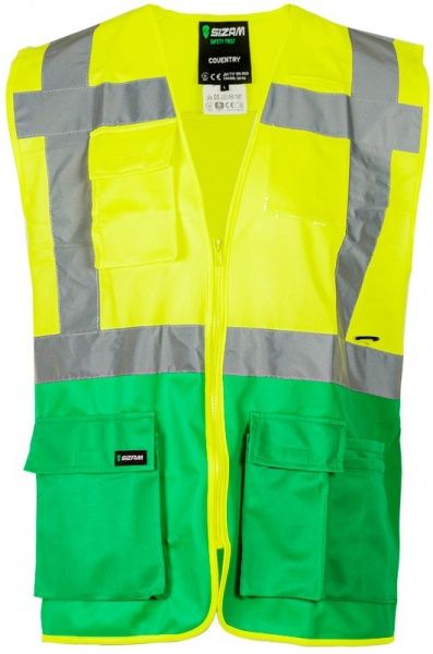 Жилет сигнальный Sizam Coventry р. L рост универсальный 30146 зеленый с желтым