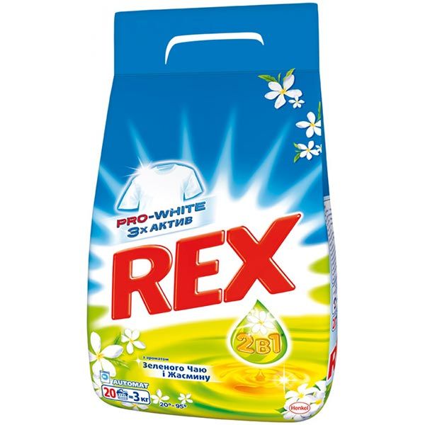 Пральний порошок Rex Automat 2 в 1 Зелений чай і жасмин 3 кг