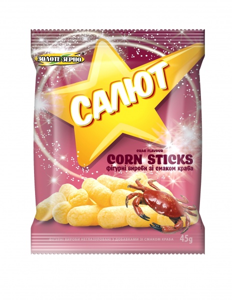 Палички кукурудзяні Золоте зерно фігурні вироби з крабом Салют 45 г