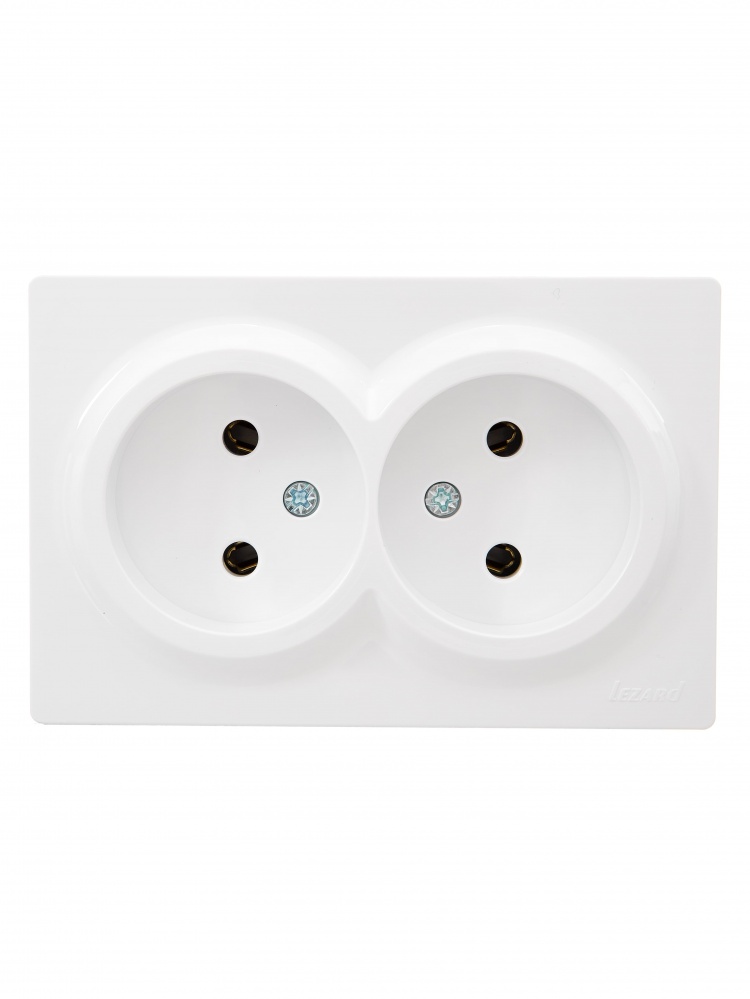 Розетка подвійна побутова без заземлення Lezard LETO IP20 білий 752-0200-128B
