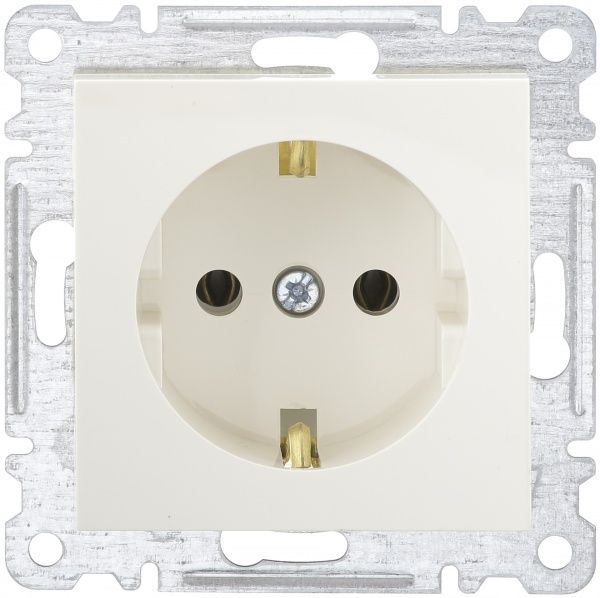 Механизм розетки с заземлением Makel Karea без шторок без крышки слоновая кость