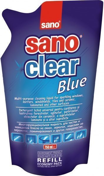 Средство моющее для стекла и зеркал Sano Clear Blue 0,75л