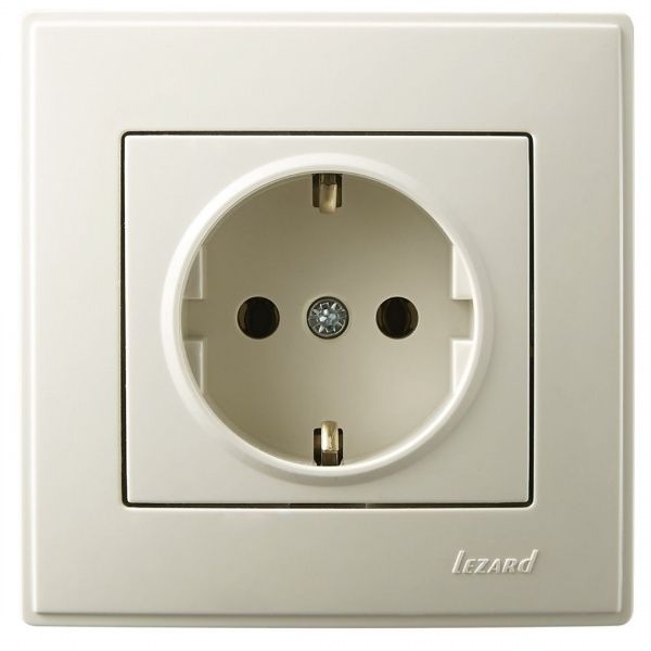 Розетка с заземлением Lezard Lesya без шторок без крышки кремовый 705-0303-122B