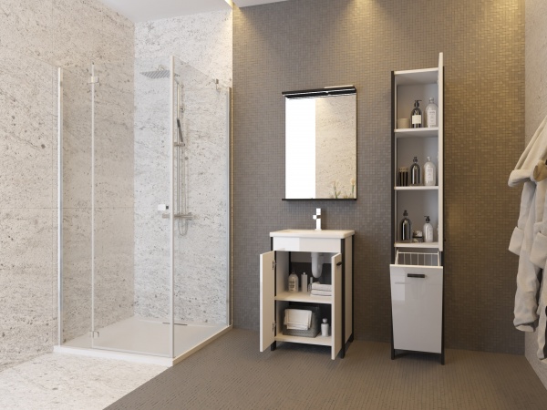 Тумба підлогова ЮВЕНТА Brooklyn - 65 чорний з умивальником Soft-65