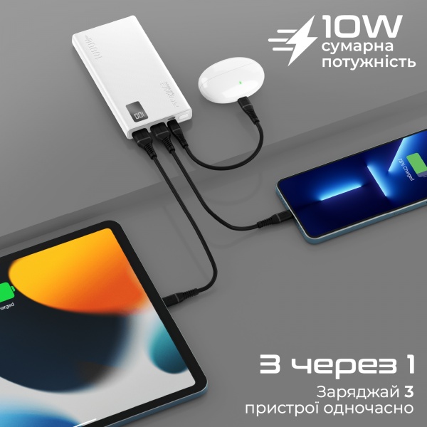 Повербанк Promate 10000 mAh (bolt-10pro.white) 