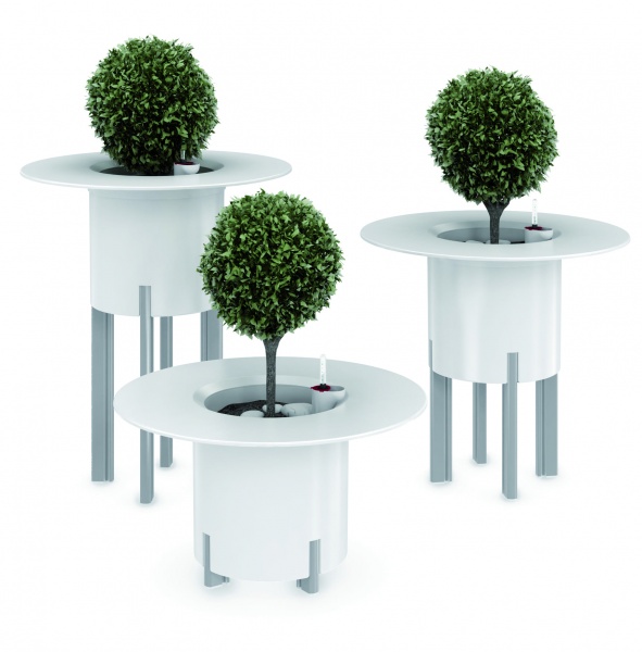 Горщик пластиковий EcoPots Медітеранео ніжки срібні круглий 28л білий 