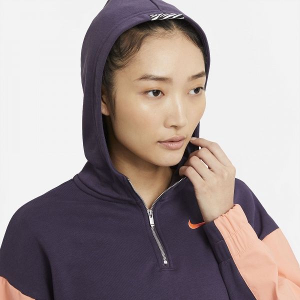 Джемпер Nike W NSW ICN CLSH HOODIE QZ MIX CZ8164-573 р. S фиолетовый