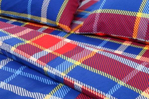 Комплект постільної білизни Клітинка 1,5 синій Rigel 