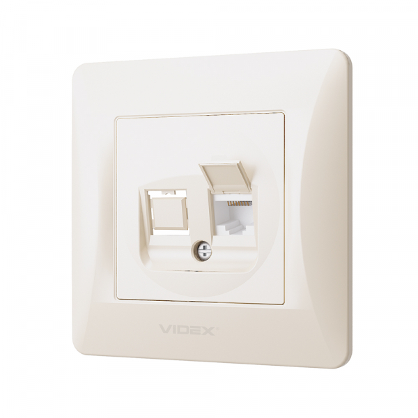 Розетка комп’ютерна Videx Binera CAT6 IP20 кремовий VF-BNSK1PC6-CR