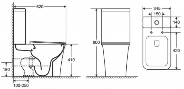 Унитаз-компакт Imprese Elanta Rimless i11555 с сиденьем Duroplast Slim Soft Close