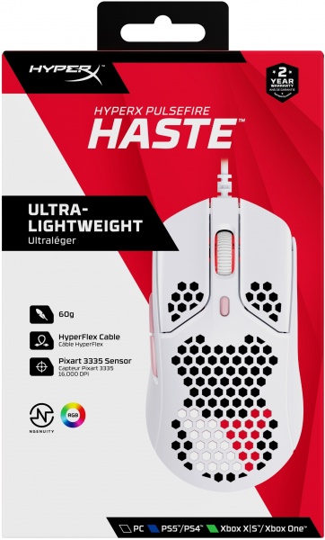 Миша HyperX Pulsefire Haste USB white/pink (4P5E4AA) 