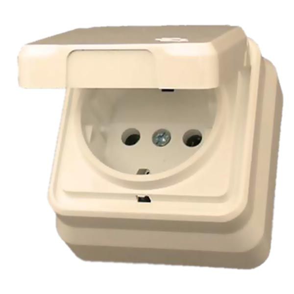 Розетка з кришкою Gunsan Misya із заземленням кремова