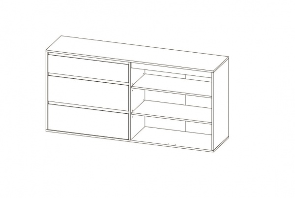 Комод SOKME 2Д/3Ш Нитро Софт дуб вотан/серый 