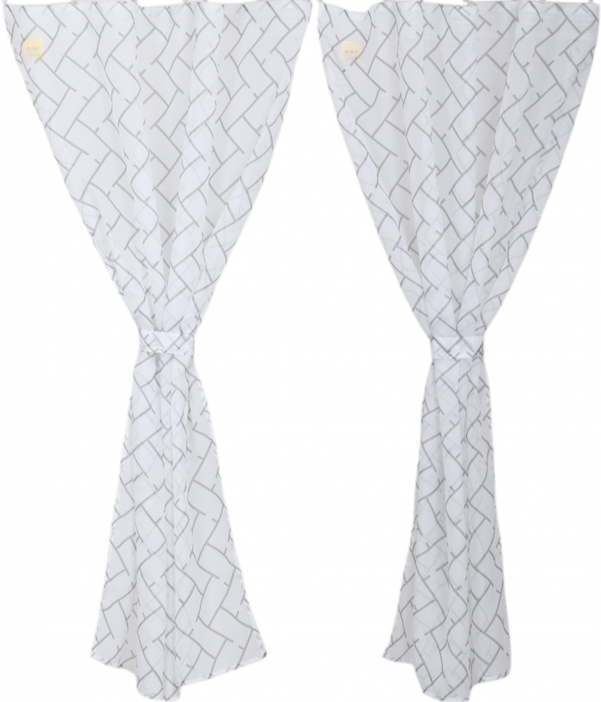 Тюль кухонная Tiles 2 шт. с прихватами белый 140х160 см La Nuit