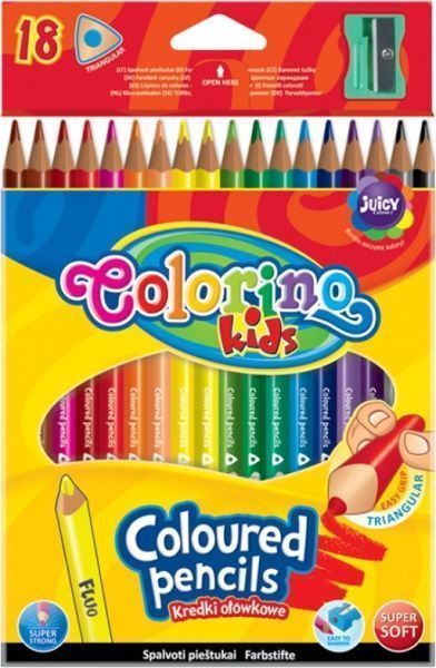 Олівці кольорові трикутні з чинкою, 18 кольорів