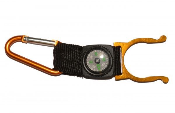 Карабин алюминиевый с компасом 57х5 мм