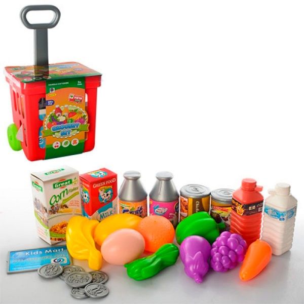 Игровой набор Qunxing Тележка для покупок с продуктами