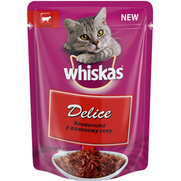 Корм Whiskas Delice з яловичиною у власному соку 85 г