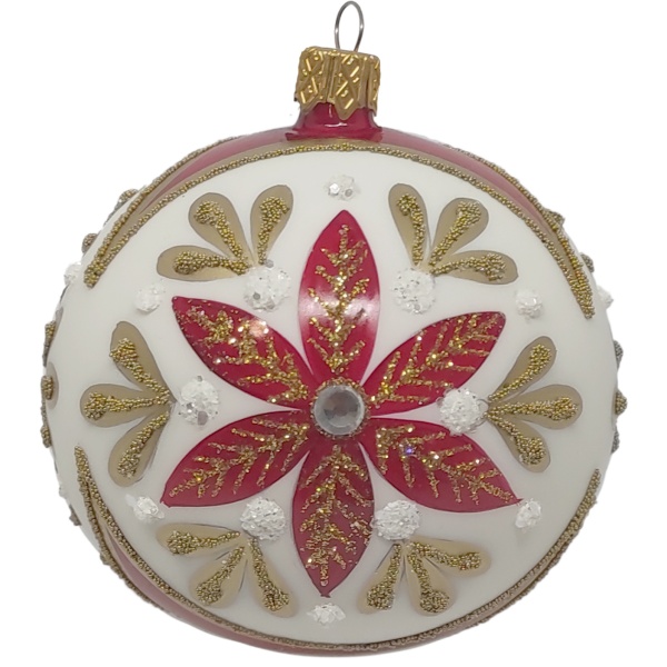 Шар новогодний 80 мм белый 10159