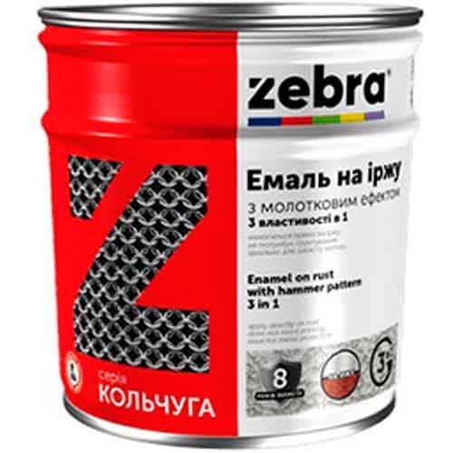 Емаль ZEBRA 3 в 1 серія Кольчуга молоткова 18 темно-сірий глянець 0,7кг
