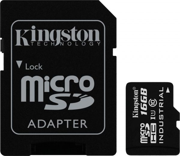 Карта памяти Kingston miсroSDHC 16 ГБ UHS Speed Class 1 (U1) Industrial Temp Card + SD Adapter (SDCIT/16GB) 