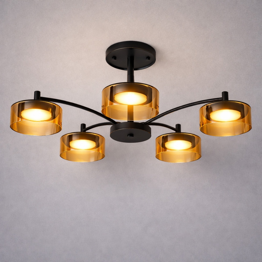 Люстра потолочная LIGHT SET DUSHA MS241 5x12 Вт GX53 черный/янтарь