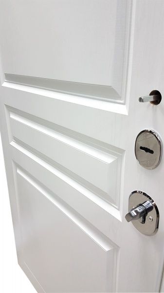 Дверь входная Булат Олимп 216 дуб графит / белая текстура 2050x950мм левая