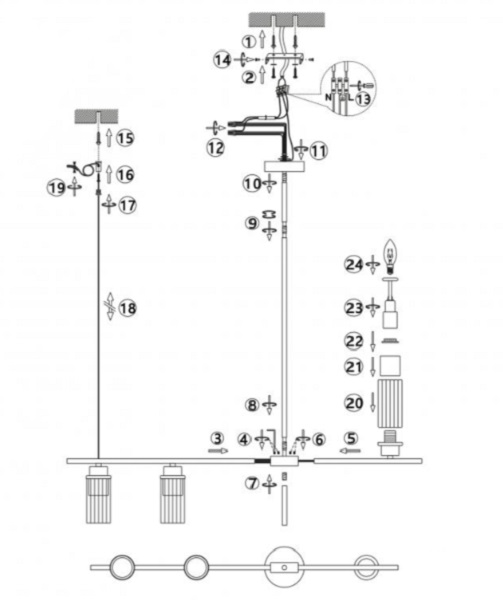 Люстра Miorro Scala 765x100x690 мм 3x40 Вт E14 медь 51-311-067