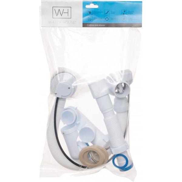 Сифон для ванны Water House автомат, с переливом, гибкая труба 40 * 50 (регулируемый) SVD- 05
