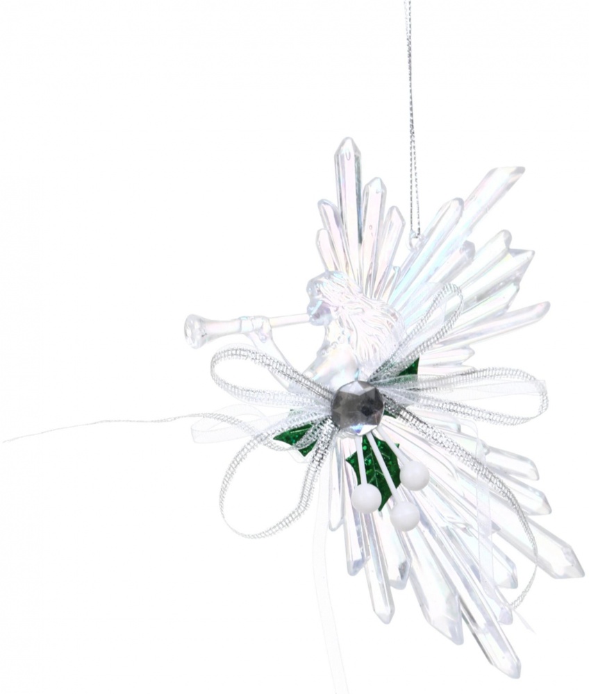 Декорація новорічна Китай Янгол з декором YE593 17 см прозорий