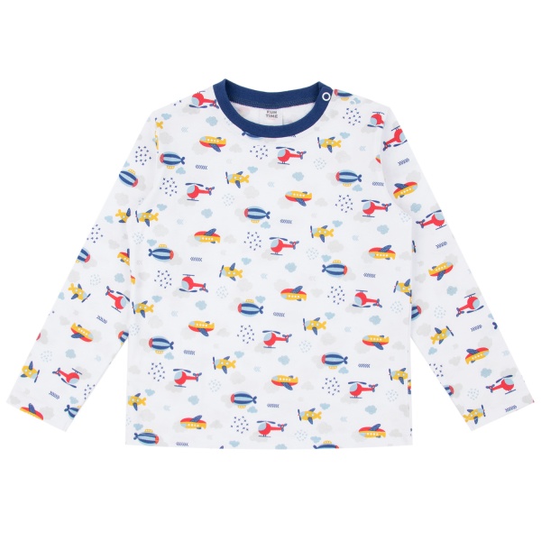 Піжама дитяча для хлопчиків Funtime Літак р.74 білий із принтом 