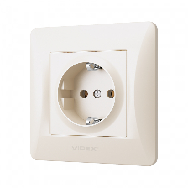 Розетка с заземлением Videx Binera IP20 кремовый VF-BNSK1G-CR