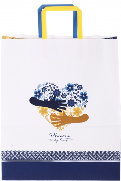 Пакет паперовий 320х150х380 білий з ручками