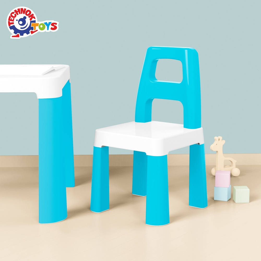 Набор ТехноК Детский стол с двумя стульями 0471 белый/голубой
