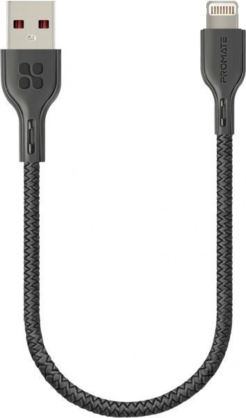 Кабель Promate PowerBeam-25i USB-Lightning 2.4А 0,25 м черный (powerbeam-25i.black) 
