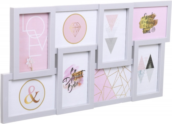 Фотоколаж BW 56,3х27,7х2 см 8 фото 10x15 см сірий 