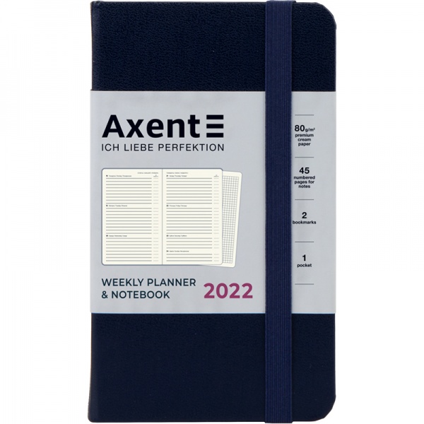 Еженедельник 2022 Pocket Strong А6- синий Axent