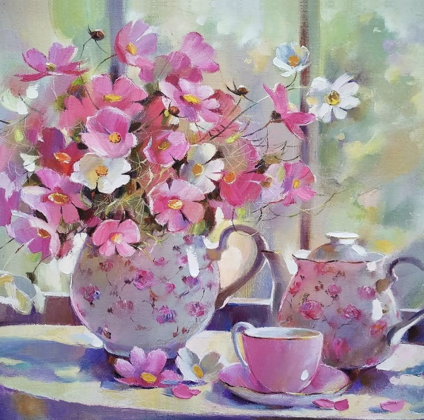 Репродукция Розовое утро 50x50 см Арт Фемелі 