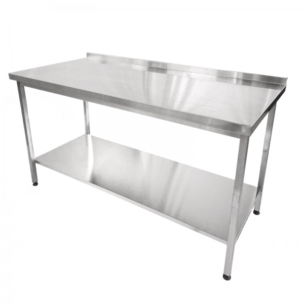 Стіл виробничий з напівоб'ємним бортом та полицею Ukrsushka 1500x700х850 мм нержавіюча сталь