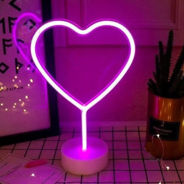 Настольная лампа Luna Neo Сердце 1x1,7 Вт без цоколя розовый
