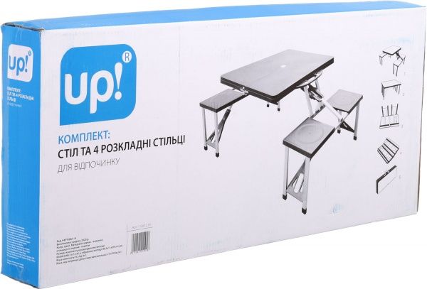 Стіл розкладний UP! (Underprice) зі стільцями HXPT-8821-B сірий