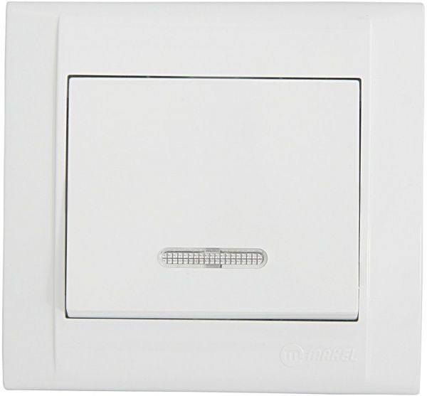 Вимикач одноклавішний Makel Defne з підсвіткою 10 А 250В білий 42001021